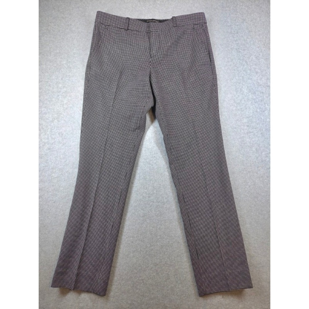 Banana Republic Ryan Slim Fit Micro Check Dress Pants Black White 4P